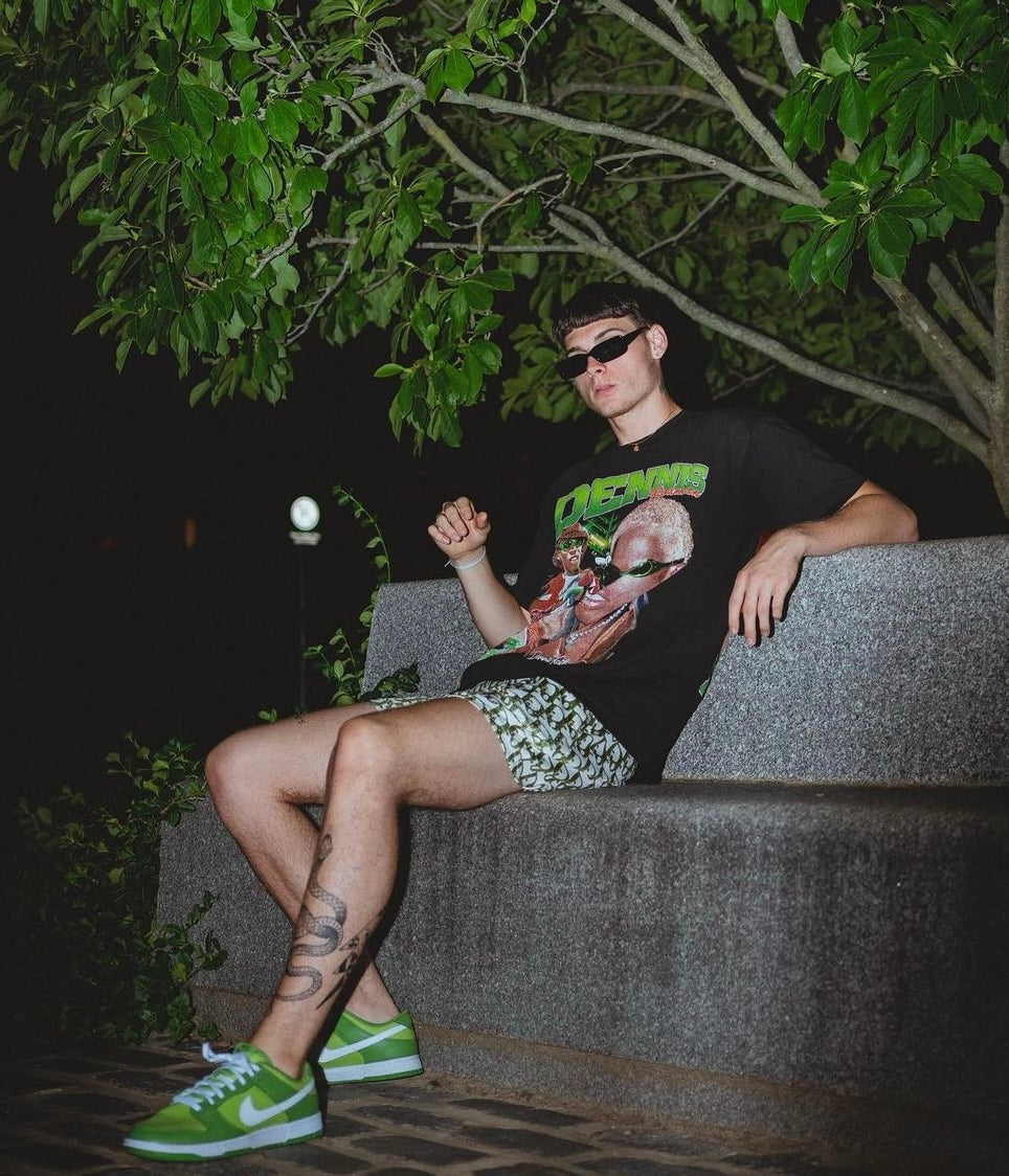 GREEN PRINT MESH SHORTS