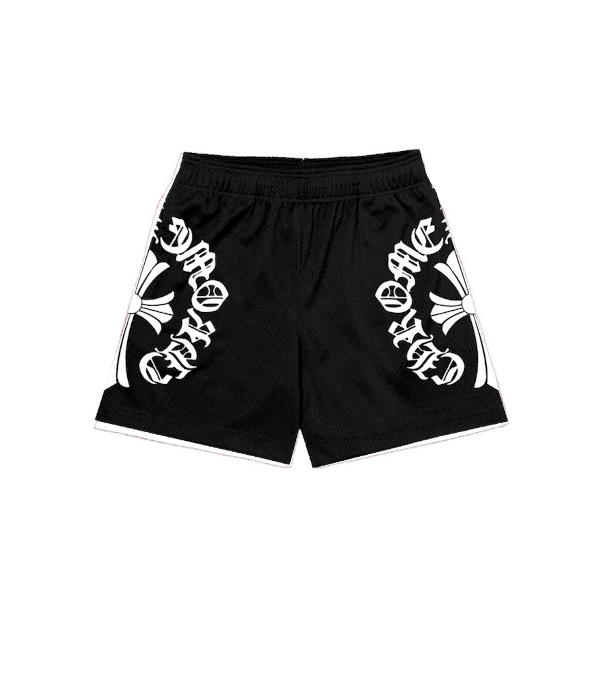 BLACK CHROME MESH SHORTS