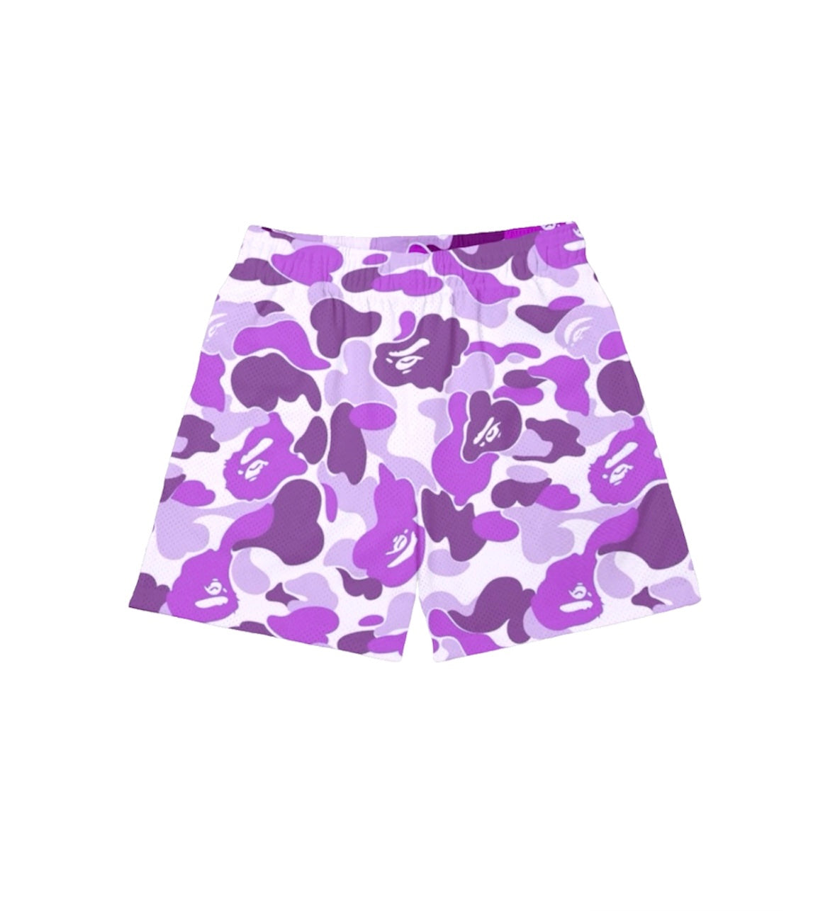 PURPLE CAMO MESH SHORTS
