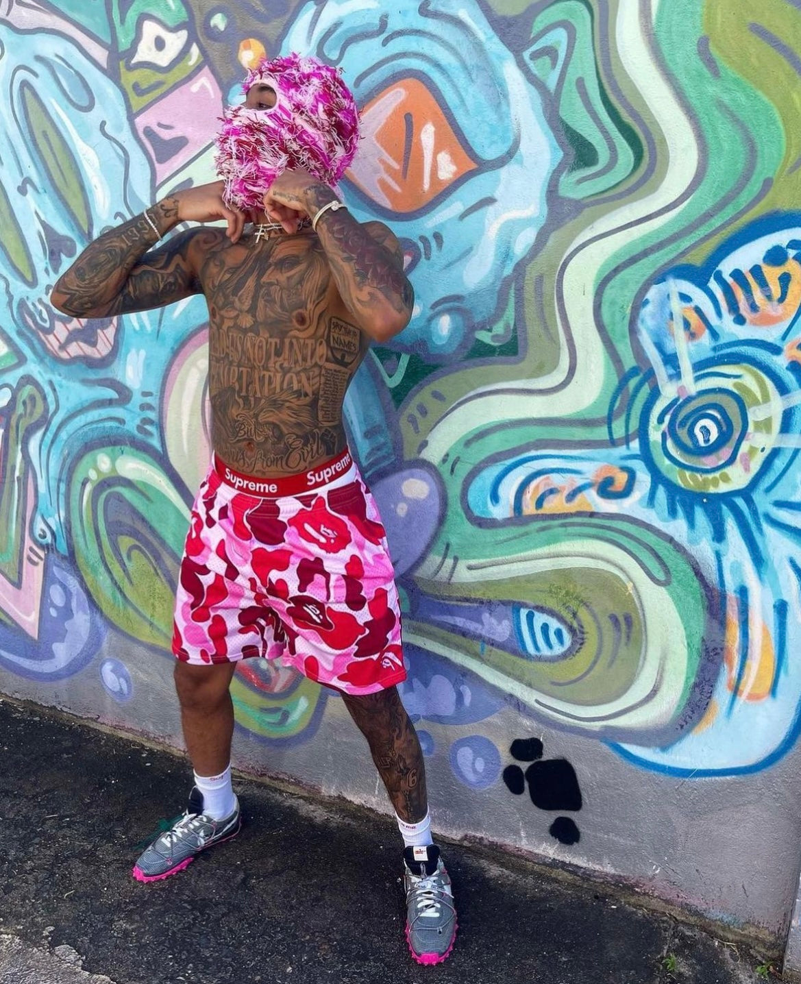 PINK CAMO MESH SHORTS