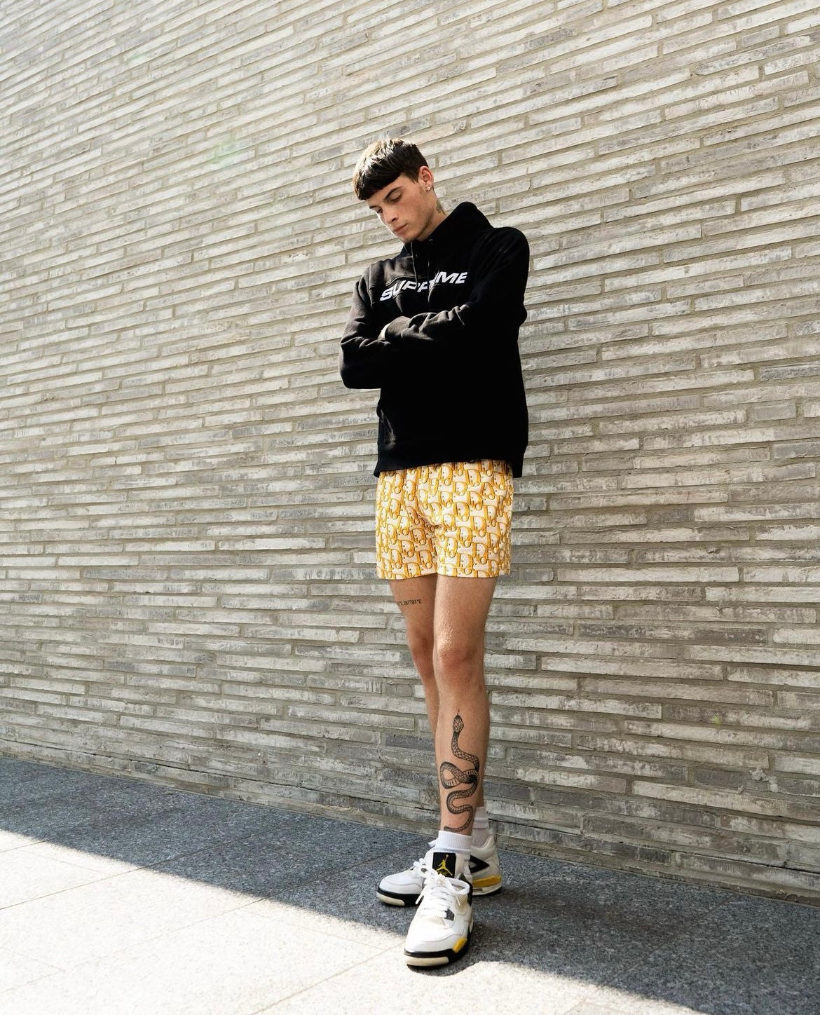 YELLOW PRINT MESH SHORTS