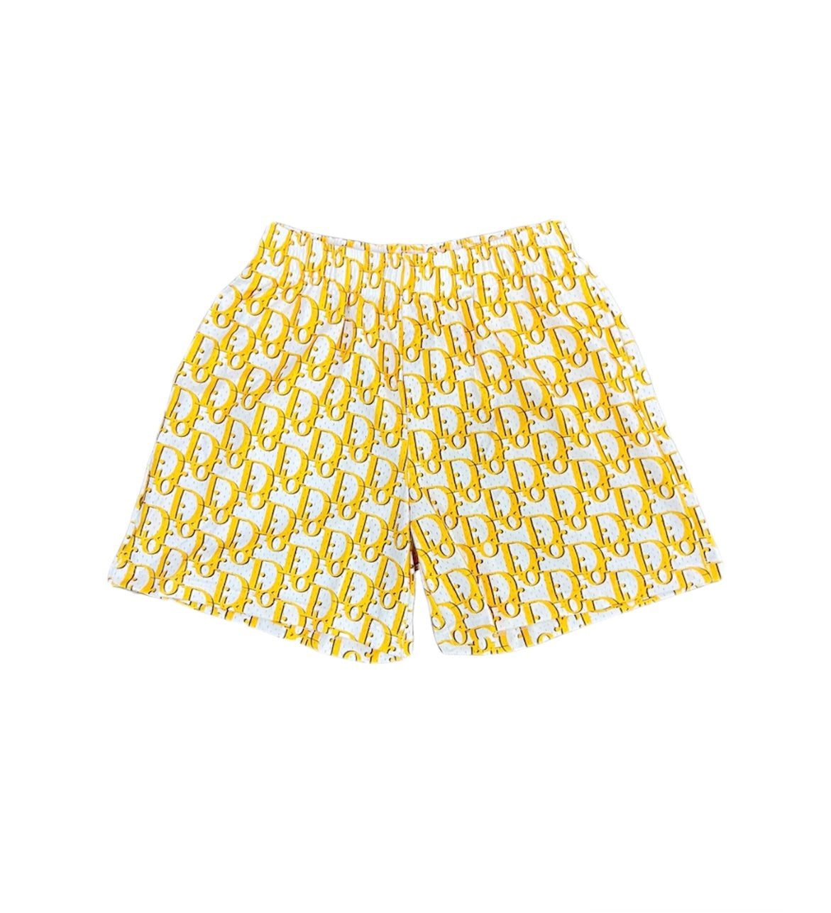 YELLOW PRINT MESH SHORTS