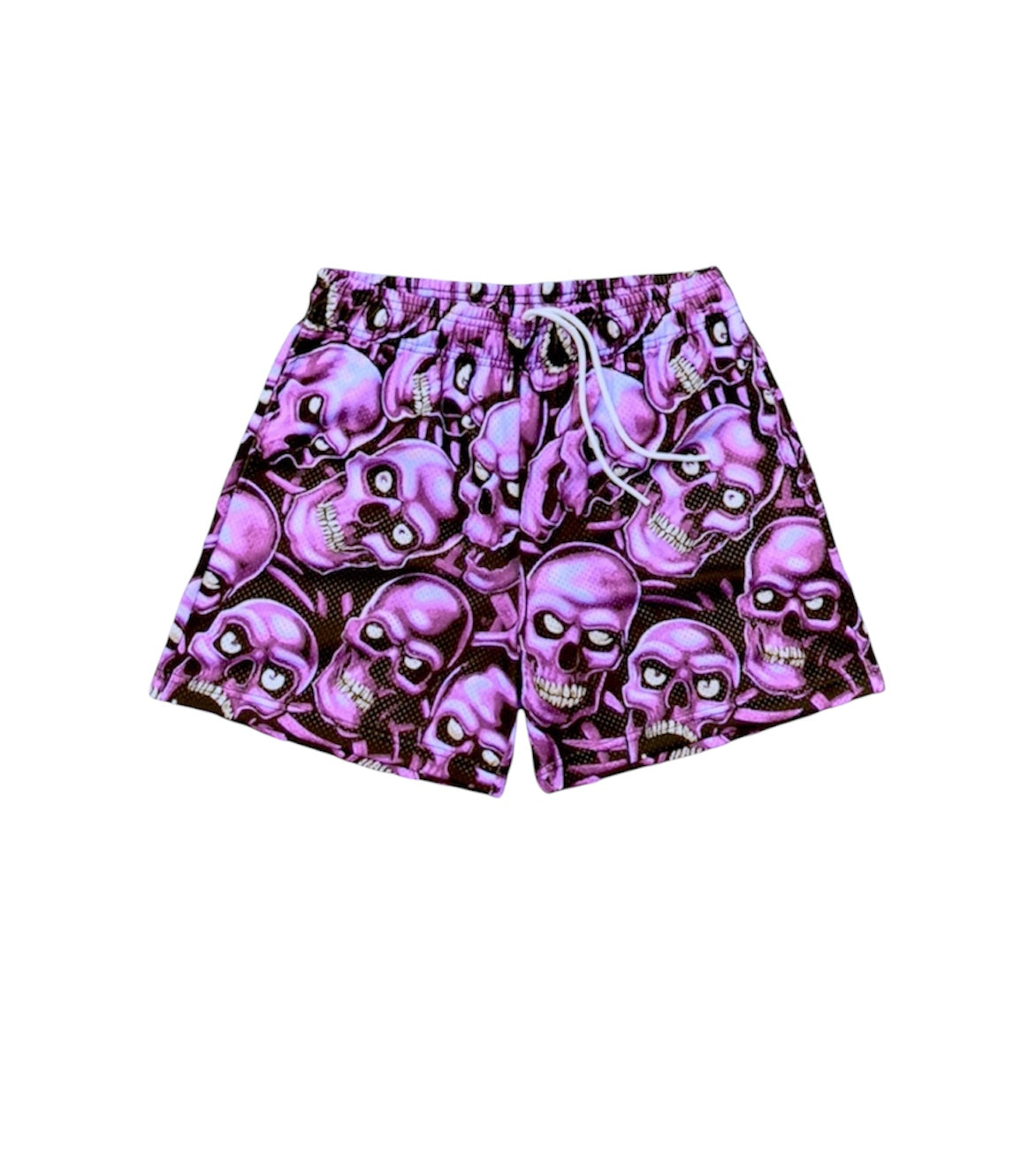 PURPLE SKULL MESH SHORTS